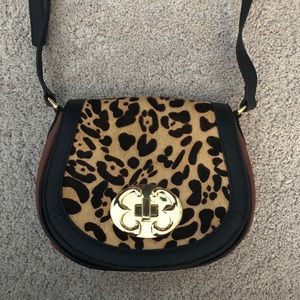 Emma Fox Leather and Animal Print crossbody bag